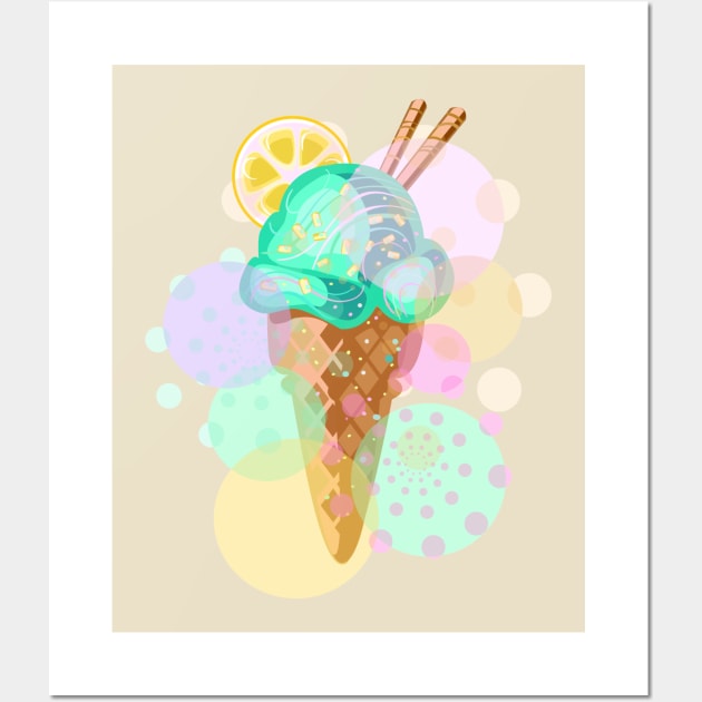 Ice Cream Mint and Lemon Wall Art by meridiem